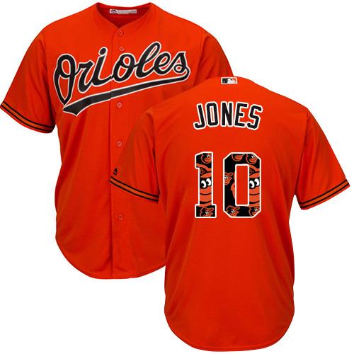 Orioles #10 Adam Jones Orange Team Logo Fashion Stitched MLB Jersey - Click Image to Close